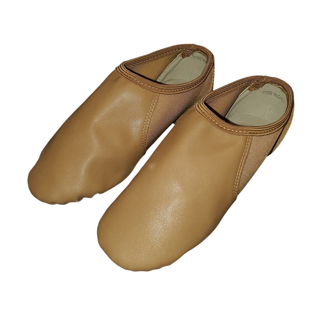 Linodes PU Faux Leather Jazz Dance Shoes Slip On Tan Kids Youth Size 1 Unisex